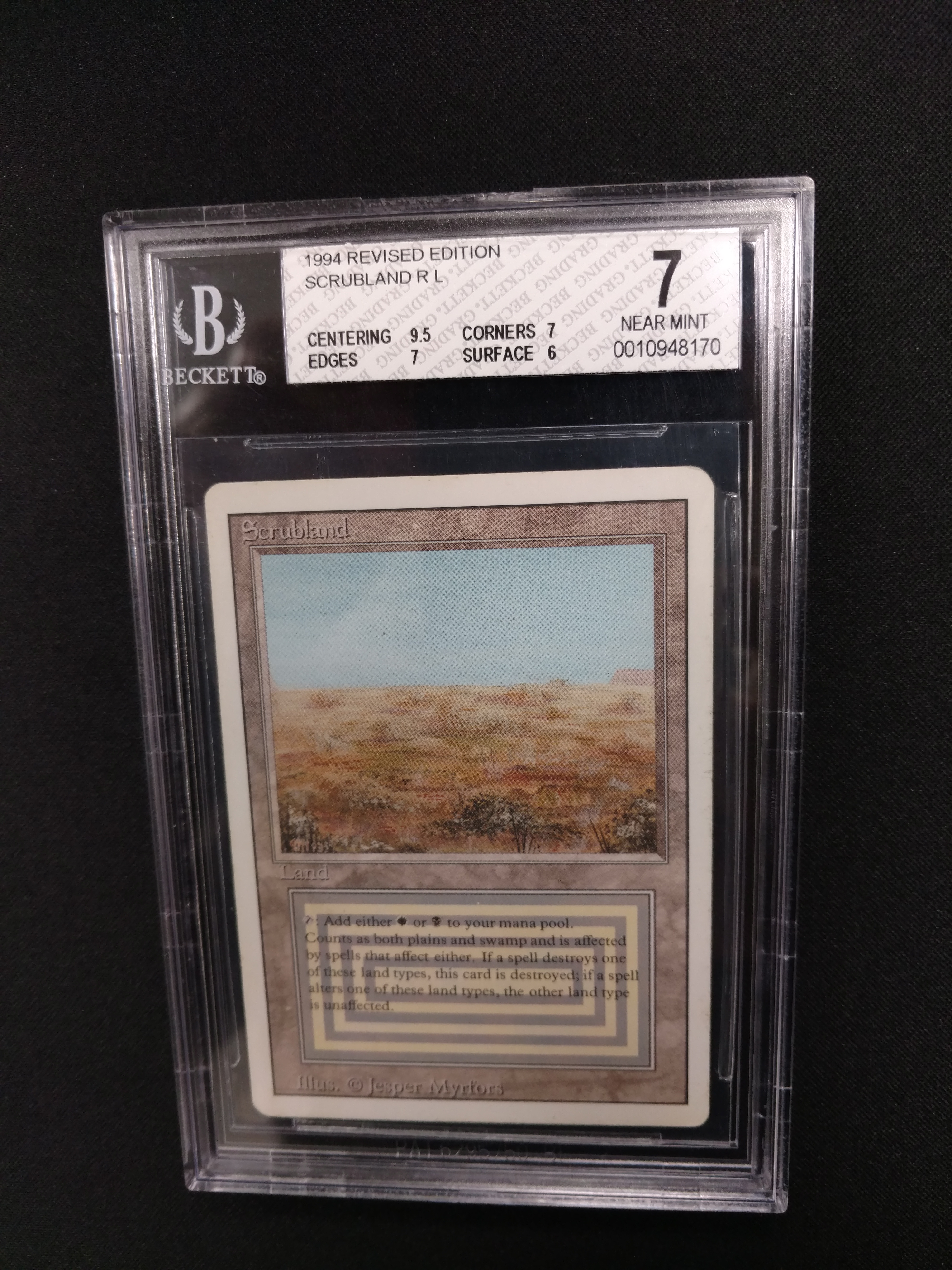 Scrubland BGS 7 NM 3rd Edition / Revised MTG Magic Graded Card